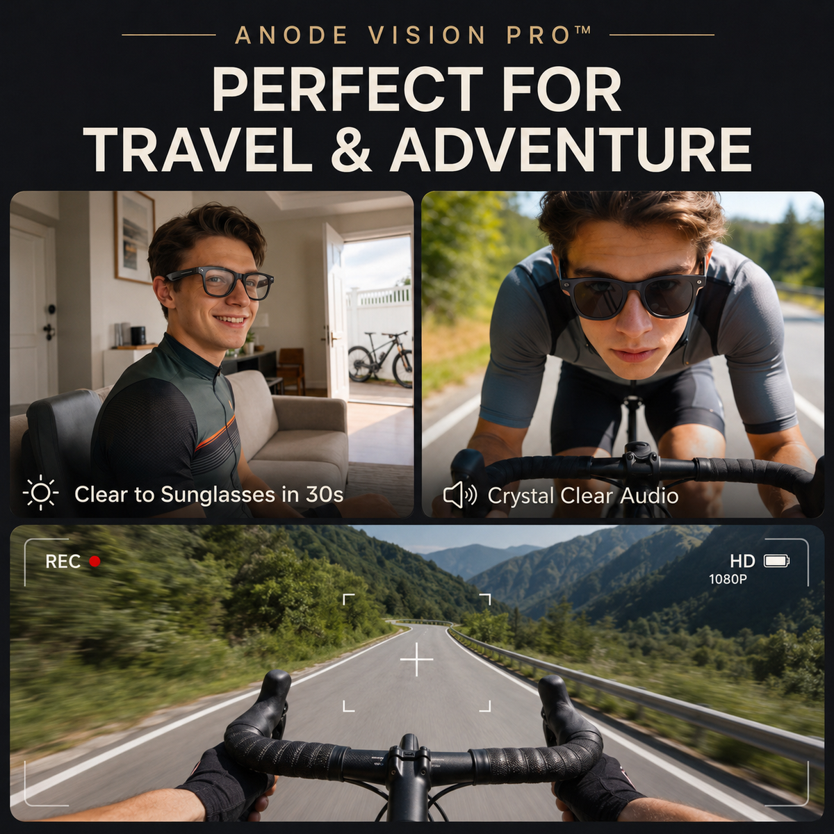USB-C charging case for AI smart glasses with camera